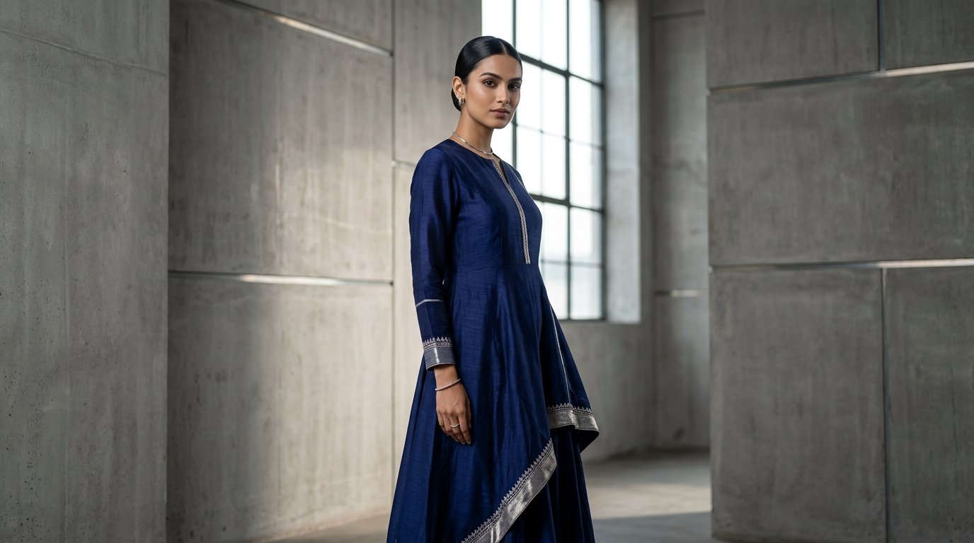 Trendy Indian Model in ELPENO Royal Indigo Designer Dress